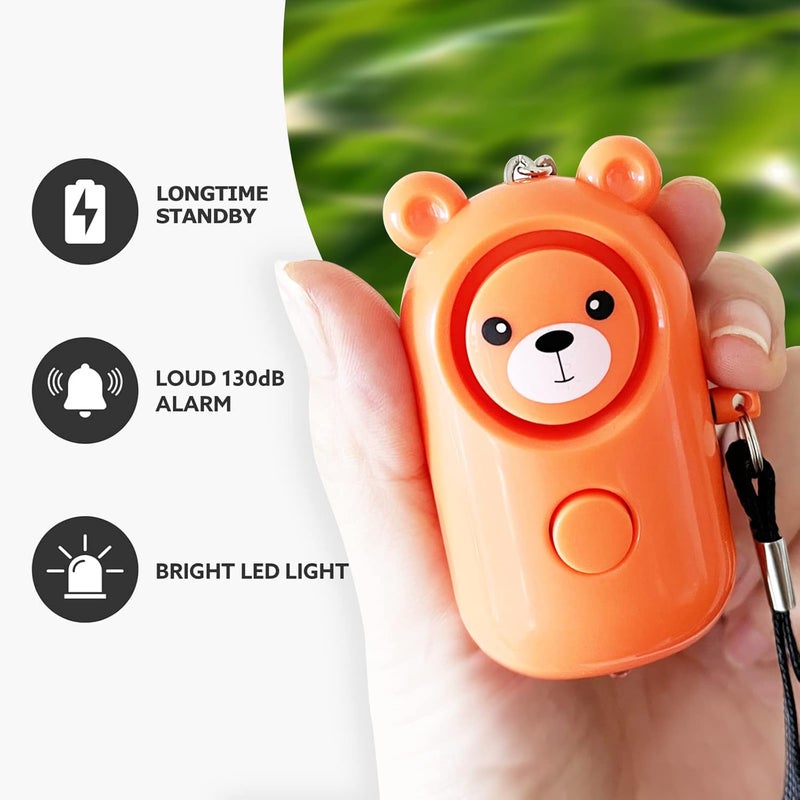 SRTKBEU Personal Alarm Safety Keychain 2 Pack, 130dB Self Defense Alarms for Women Kids Elderly Girl, Cute Safe Sound Portable Security Siren, Multi-Function with LED Light (Orange+Sky) - Image 3